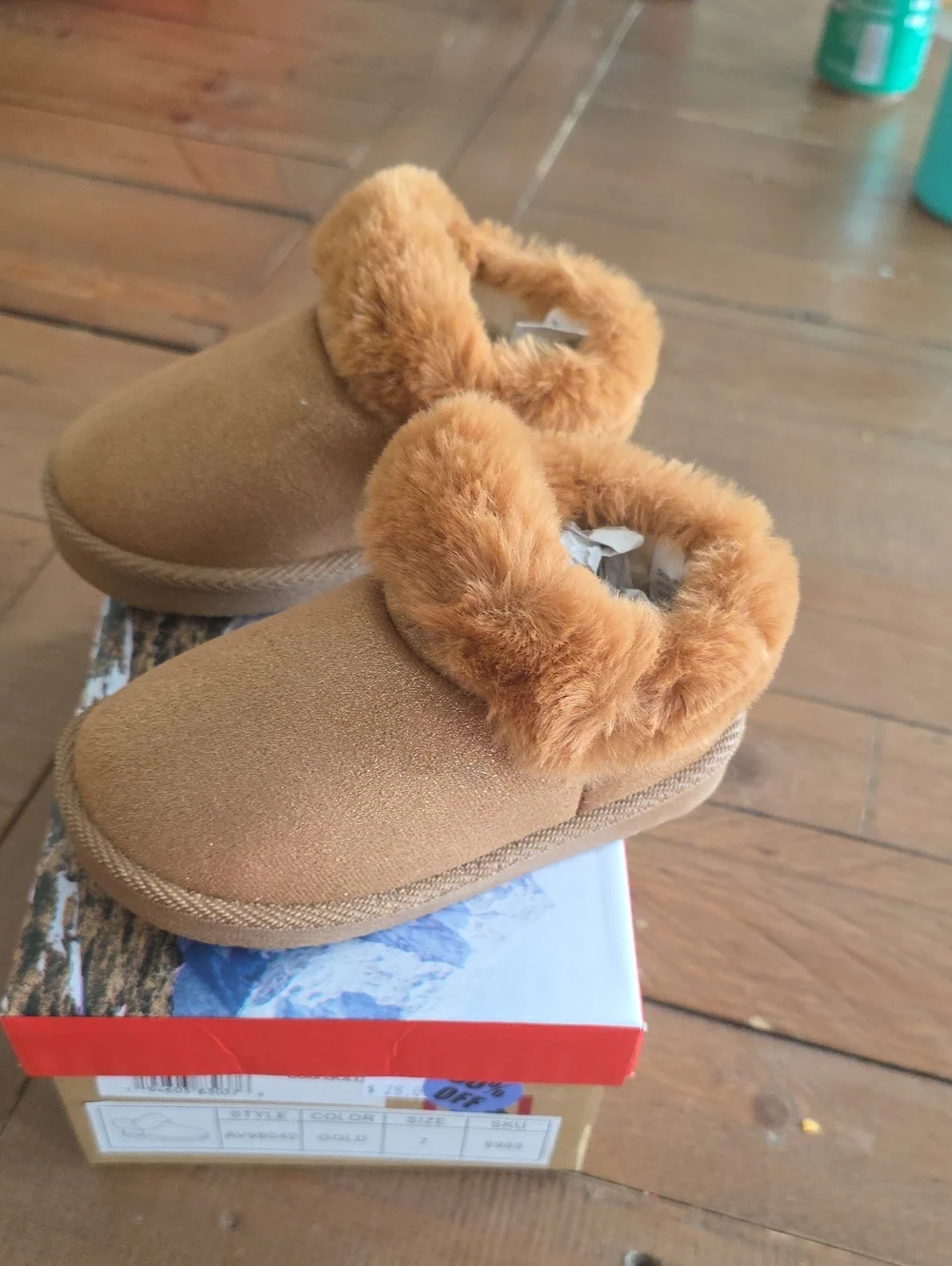 Gold Sparkly Toddler Girl Fleece Slipper Bootie 7